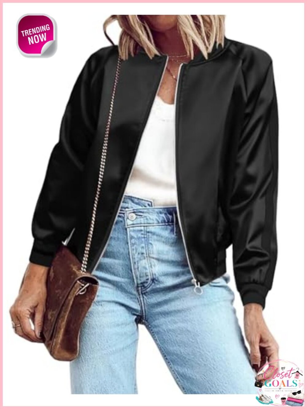 Women's Lightweight Zip Up Bomber Jacket Casual Striped Windbreaker Coat